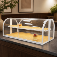 Vitrine de présentation de pâtisseries de comptoir, présentoir à pain, étagère de boulangerie en bois à 4 niveaux avec éclairage LED, taille personnalisée, présentoir alimentaire pour boulangerie
