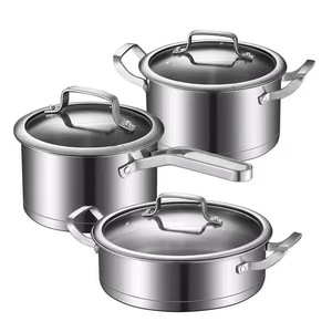 Juego de Ollas y Sartenes de Acero Inoxidable Triple de Grado Alimenticio para Cocina, Olla para Sopa, Olla para Leche, Sartén - Product Image 1