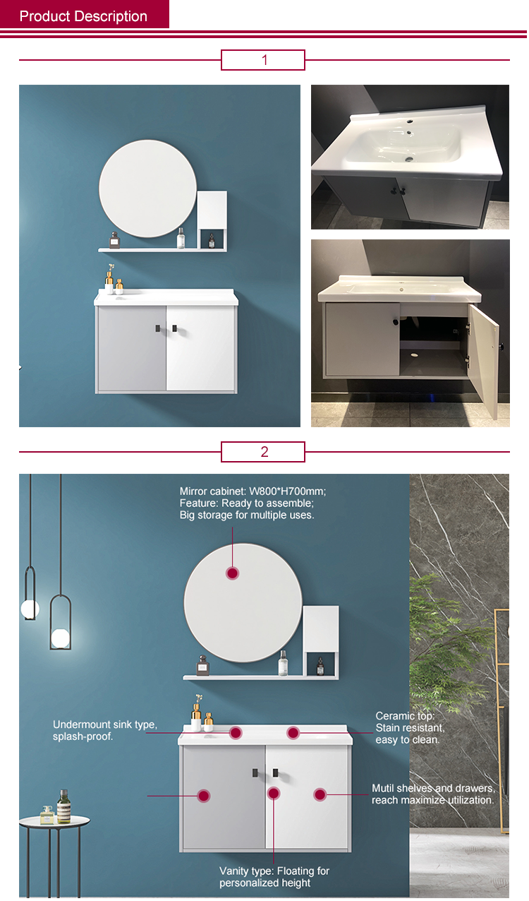 Bathroom Vanity Wall Mounted Bathroom Cabinet With Round Mirror