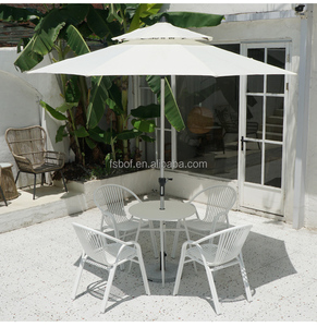Conjunto de Comedor para Patio Exterior Resistente a la Intemperie de 4 Plazas - Mesa y Sillas de Jardín de Metal Blanco para Cafetería/<span class=keywords><strong>Terraza</strong></span> (Venta al por Mayor) - Product Image 6