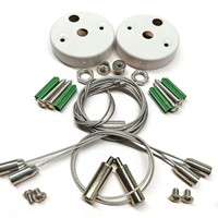 Kit de Suspensión de Cable de Acero Inoxidable Ajustable para Lámpara Lineal LED con Tensor de Cable y Pernos en T, Plateado/Negro