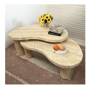 Travertin de nidification salon salon de luxe Solide pierre table à café imbriquées <span class=keywords><strong>gigogne</strong></span> table basse de luxe moderne dorée centre table - Product Image 6