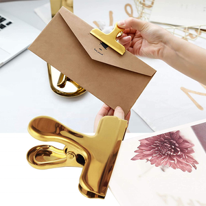工場卸売 高品質 ステンレス製 ブルドッグクリップ ゴールド ダックビル メタル ペーパーバインダークリップ オフィス用 請求書 チケット用 - Product Image 5