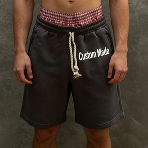 Pantalones Cortos <span class=keywords><strong>Gris</strong></span> Oscuro para Hombre, Estampado Personalizado, Cintura con Cordón Ajustable, Cintura de Doble Capa, Bolsillos Laterales, Estilo Casual Urbano - Product Image 2