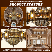 Lampe islamique personnalisée de grande taille pour l'intérieur, mosquée, restaurant, salle à manger, lustre LED pour mosquée