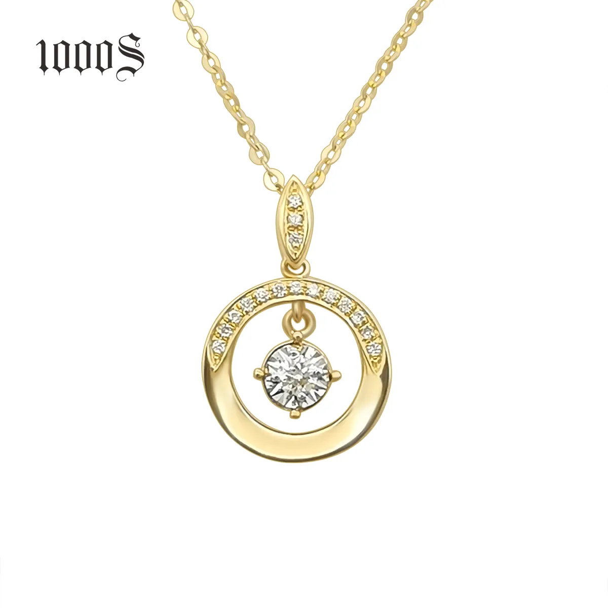 Latest Friendly Designer Round Shape Necklace 18k Gold Diamond Jewellery Pendant For Gift