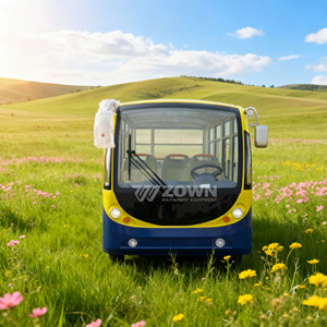 Bus électrique de tourisme ZOWN jaune et bleu à toit ouvert pour excursions en parc - Product Image 1