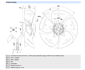 Ventilador axial de CA de 350 mm ebm-papst A4E350-AQ02-13/A02, ventilador de refrigeración industrial para sistemas HVAC y de condensación - Product Image 2