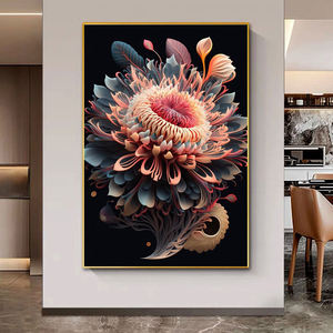 Flor de lámina de oro moderna, lienzo pintado a mano, textura, arte de pared grande, pintura <span class=keywords><strong>al</strong></span> óleo, pintura de pared abstracta hecha a mano para decoración del hogar - Product Image 3