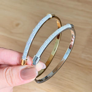 Pulsera de Lujo al por Mayor con Pavé de Piedra Natural para Mujer, Brazalete Abierto Ajustable, Joyería de Moda, Regalo en Tono Plata y Oro - Product Image 3