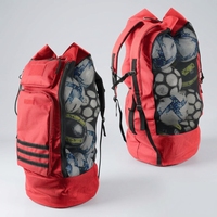 Sac à ballons de football XL robuste en maille avec bandoulière réglable, 2 poches avant pour équipement sportif, sac à cordon