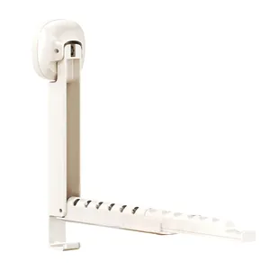 Small Detachable Double-Tier Telescopic <strong>Folding</strong> Clothes Storage Rack Suction Cup <strong>Hanger</strong> for Indoor Wall Hanging for Drying - Product Image 6