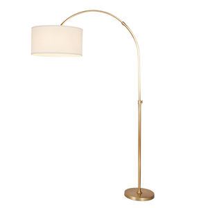 Custom Arc Floor Lamp for Living Room Modern Minimalist Home Decor Brass Metal <b>Stand</b> Fabric Drum Shade Simple Fabric Floor Lamp - Product Image 2