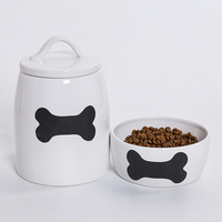 BESTCERA Pot à friandises pour chien en céramique écologique personnalisé, élégant et arrondi, pour le stockage des aliments pour animaux de compagnie, utilisation en intérieur, biscuits