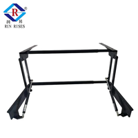 Table basse moderne en métal Run Rises B04-5H avec mécanisme transformable, table de lecture relevable, finition électrophorétique noire, appartement