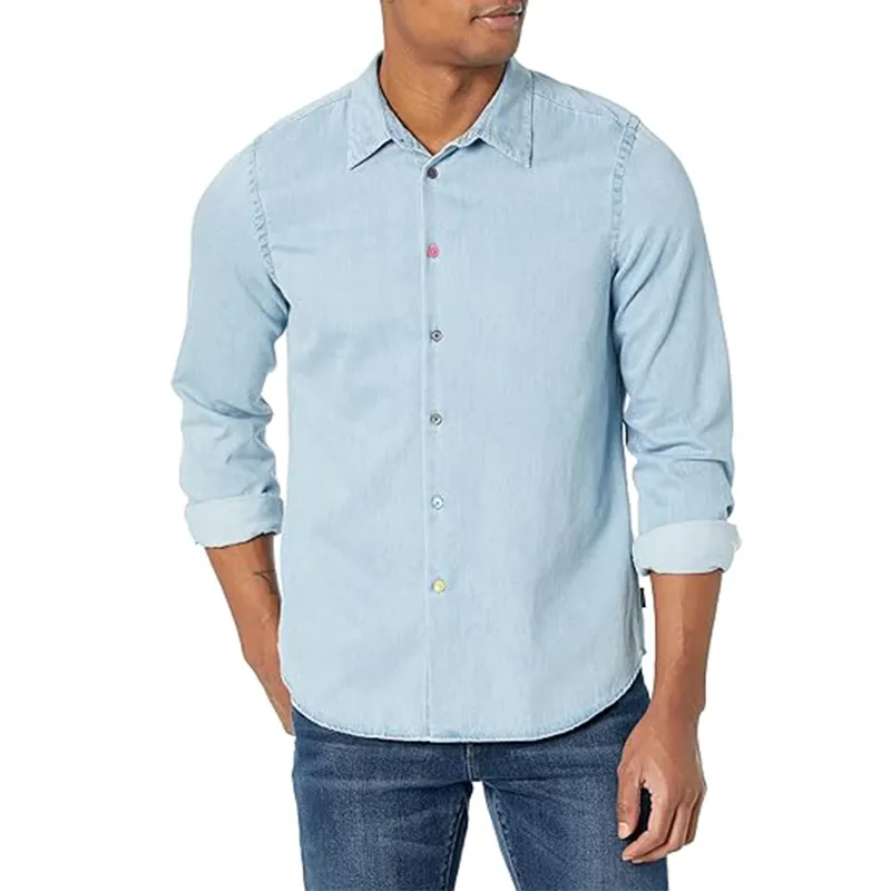 סגנון הגעה חדש חולצה מערבית לגברים עם כפתור הצמד בהתאמה רגילה משובצת חולצה עם שרוולים ארוכים לגברים מזדמנים