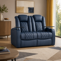Canapé inclinable électrique en cuir véritable pour deux personnes, fauteuil de cinéma à domicile avec appuie-tête réglable, USB Type-C, porte-gobelets LED