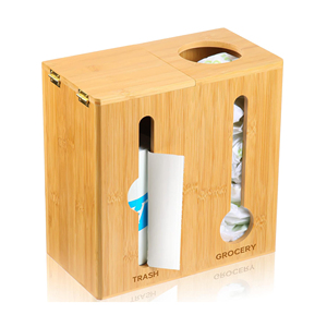 Nhà bếp nhà Thùng rác túi rác Dispenser tre treo tường gắn kết lưu trữ hộp nhựa hàng tạp hóa Túi chủ treo trên cửa tủ - Product Image 1