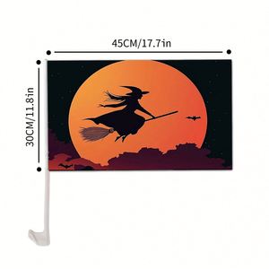 Bandera de Halloween para Auto de 12x18 Pulgadas con Asta de Plástico de 45CM, Accesorio Decorativo para Ventanas de Automóviles - Product Image 2