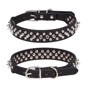 Collar de perro con pinchos de cuero ajustable, remache de setas, collares de cuero Pu con tachuelas para mascotas, cinturón de Collar de cachorro con tachuelas barato para exteriores - Product Image 3