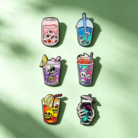 Badges en émail métallique, lot de pin's en émail gothiques sur le thème des boissons, ensemble de broches en métal à l'effigie d'un œil, badges de revers effrayants sur le thème des boissons pour les fans