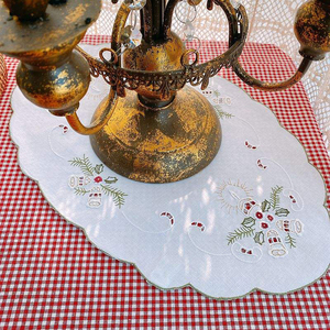 100% Linen Boho <b>Table</b> Decor Classic Round Flower Embroidered Place Mat for Home Reusable for Wedding - Product Image 2