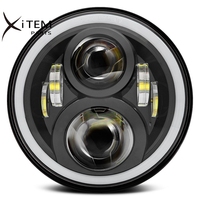 Phare à LED RVB 7 ''avec anneaux multicolores Angel Eyes Hi/Low Beam DRL Headlamp