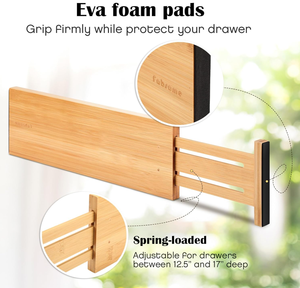 Organizador de Cajones de Bambú Expandible y Ajustable de 4 Piezas con Diseño Ecológico para Almacenamiento Moderno en Baño y Armario - Product Image 5