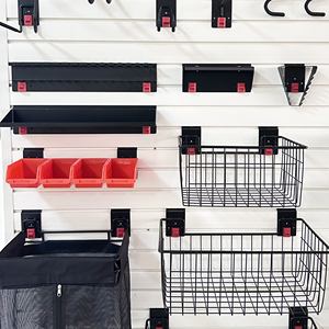 خطافات لتعليق الدراجات على سقف المرآب، نظام تخزين عمودي للدراجات من الفولاذ الرمادي، خطاف دراجات عمودي على رف تخزين سلات وول - Product Image 5