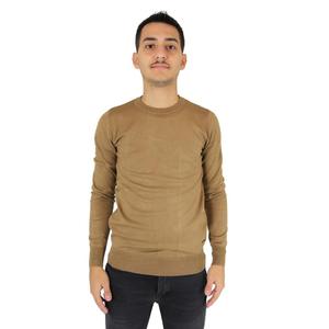 Maglione da uomo UTA4602 in maglia color cammello a maniche lunghe con scollo rotondo, abbigliamento casual - Product Image 1