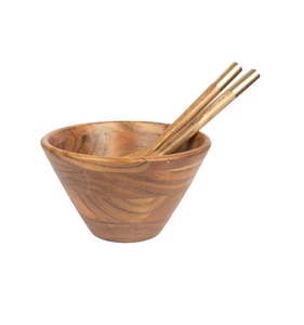 Suministro al por Mayor de Juego de Tazón y Cuchara de Madera de Acacia Sostenible para Servir Ensaladas, Sopas, Curry y Uso en la Cocina en Cantidad a Granel - Product Image 3