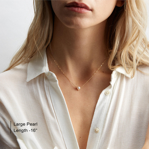 Collier simple en perles d'eau douce pour femmes, délicat, chaîne en or 18 carats, collier ras du cou, cadeau pour demoiselles d'honneur - Product Image 4
