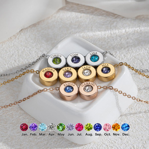 <span class=keywords><strong>Collar</strong></span> con Colgante de Piedra de Nacimiento Personalizado en Acero Inoxidable Chapado en Oro de 18K, Joyería con Gema de Cumpleaños Personalizada para Mujer, Regalo - Product Image 1