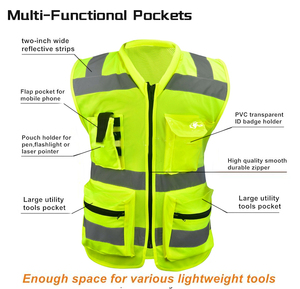 Gilet <span class=keywords><strong>de</strong></span> sécurité réfléchissant léger, haute visibilité, respirant, en maille, pour la sécurité routière - Product Image 4