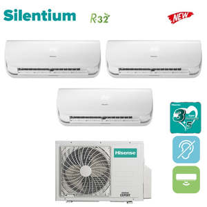 Climatizzatore Condizionatore Hisense Trial Split Inverter série SILENTIUM 9 + 9 + 12 avec 3AMW72U4RFA R-32 Wi-Fi Integrato 9000 + 9000 - Product Image 2