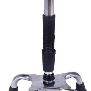 Bâton de marche à quatre pieds en acier inoxydable pour personnes âgées, aide à la mobilité avec embouts en caoutchouc antidérapants et hauteur réglable - Product Image 4