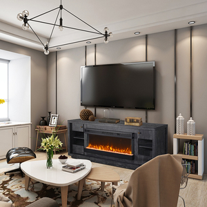 65 Inch Living Room Furniture Modern TV Cabinet Wooden Entertainment Center Fireplace TV Stand