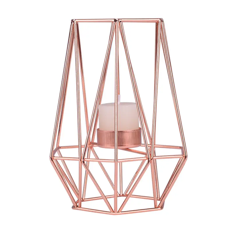 Shtone candelabros geométricos de metal, vela colorida de ouro rosa, suporte de vela criativo, candelabros românticos