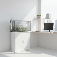 Meuble TV rectangulaire moderne de luxe en bois avec aquarium en contreplaqué massif pour salon