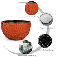 Pot de fleurs suspendu double de luxe traditionnel avec système d'arrosage automatique et trous de drainage, 4,74 L, en PP durable, circulaire, non revêtu
