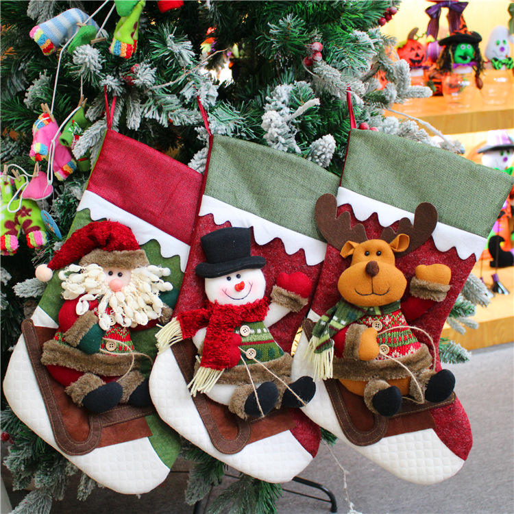 Fashionable Christmas Plush Stocking for Children Santa Gifts