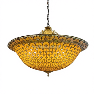 Lámpara Colgante Tiffany de 24 Pulgadas, Hecha a Mano con Vidrio de Colores, Diseño de Escamas de Pez, Estilo Europeo y Americano, LED Blanco Cálido, para Villa - Product Image 6