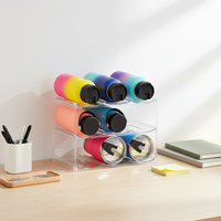 Organisateur de bouteilles d'eau en plastique empilable à 3 niveaux Raytop, type armoire, support transparent de qualité supérieure pour gobelets