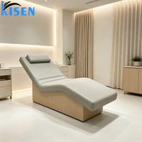 Table de massage et de soin des cils de luxe moderne sur mesure en forme de S pour salon de beauté, mobilier de salon, lit de massage avec base en bois