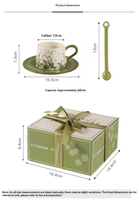 Ensemble tasse à café, soucoupe et cuillère en céramique peinte à la main avec motif floral de tulipes, boîte cadeau, compatible micro-ondes et lave-vaisselle, motif floral vintage pour mariage