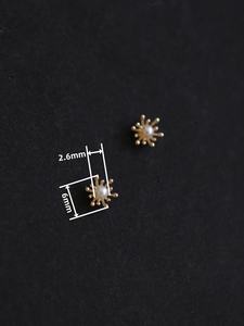 2021 Kj425 femmes à la mode vrai 9K or jaune perle d'eau douce boucles d'oreilles étamine conception Mini bijoux pour mariage anniversaire Agate - Product Image 2