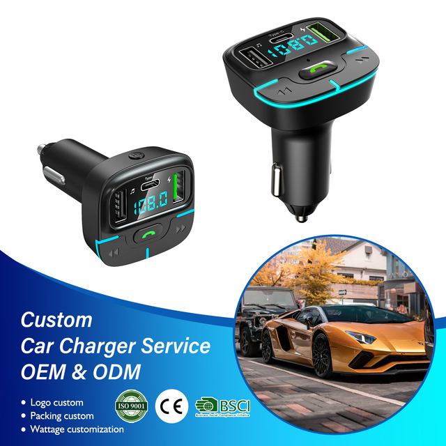 Portable Car Kit PD Fast Charge Dual USB Hands-Free Phone Charger BT5.0 MP3 Player Wireless FM Transmitter for 12-24V Vehicles