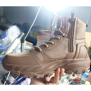 Bottes tactiques montantes en cuir marron DF023 pour hommes avec fermeture éclair, idéales pour la randonnée en extérieur – Vente en gros pour revendeurs - Product Image 3