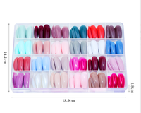 KUDAN 576 pcs/boîte coloré ABS acrylique demi-couverture ongles conseils 24 pièces par conception carré bricolage manucure outils pour Ballet porter Press-on