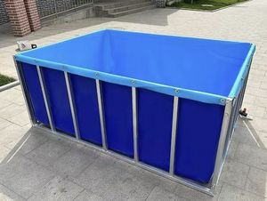 Piscine géante rectangulaire carrée en acier inoxydable hors sol avec cadre métallique, anneau structurel en PVC, grande piscine - Product Image 1